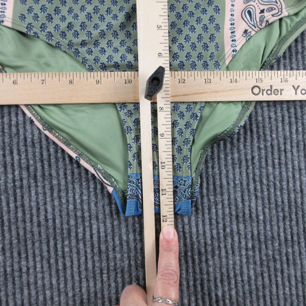 Nani Swimwear Bottom Womens S Green Patchwork High-Waisted Lined UPF50 NWT - Picture 6 of 16